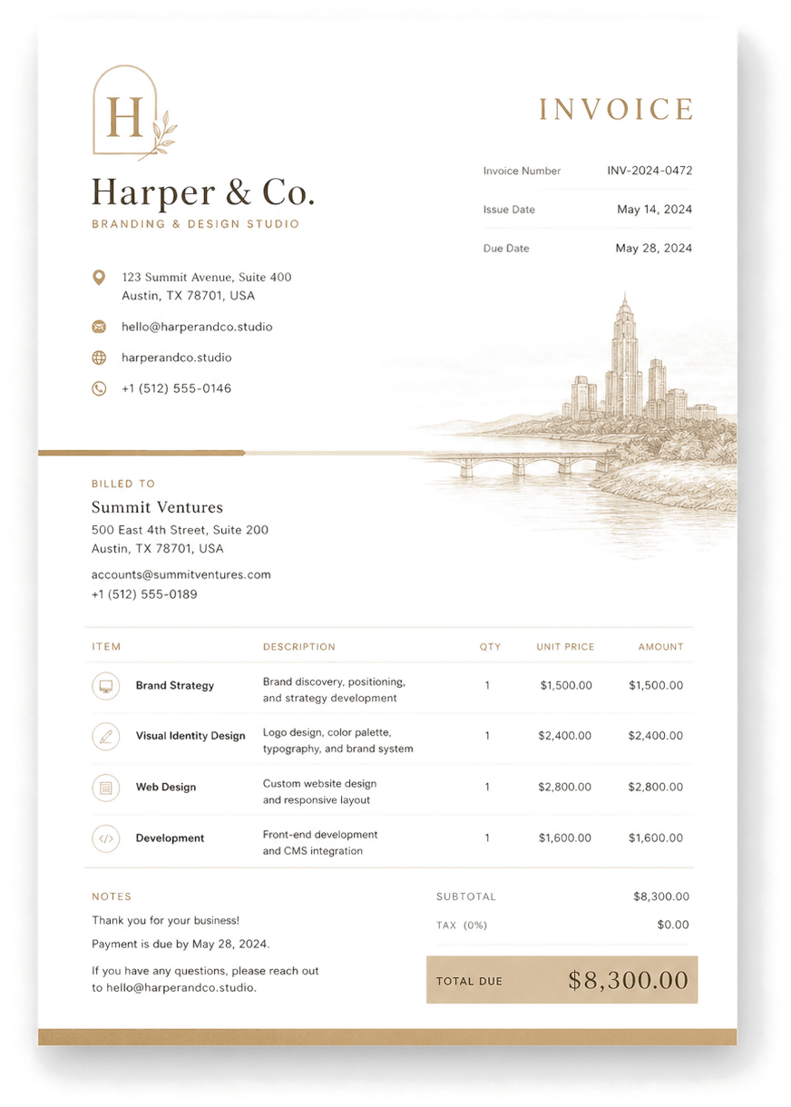 Elegant invoice template preview